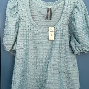 Anthropologie Light Blue Textured Blouse